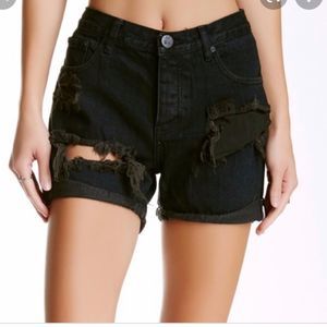 One teaspoon chargers black distressed denim shorts